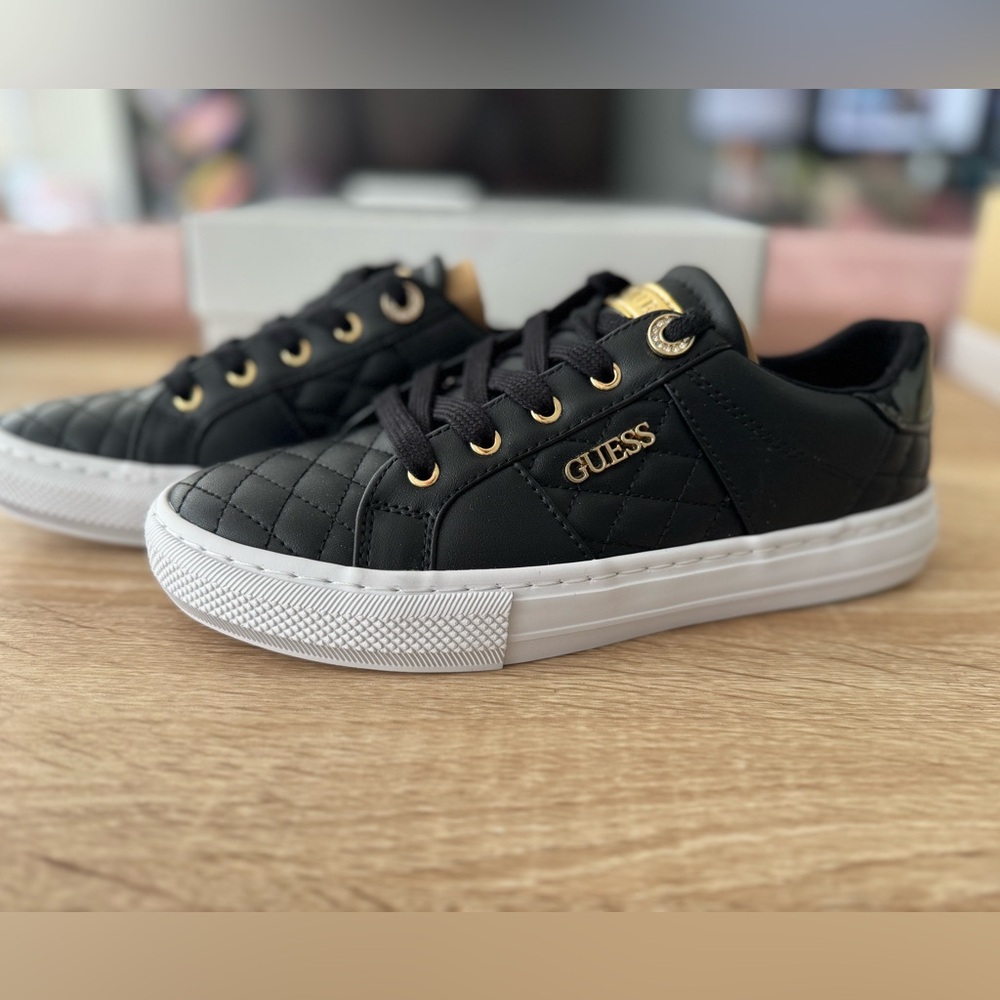 Guess Black Quilted Lace-Up Sneakers